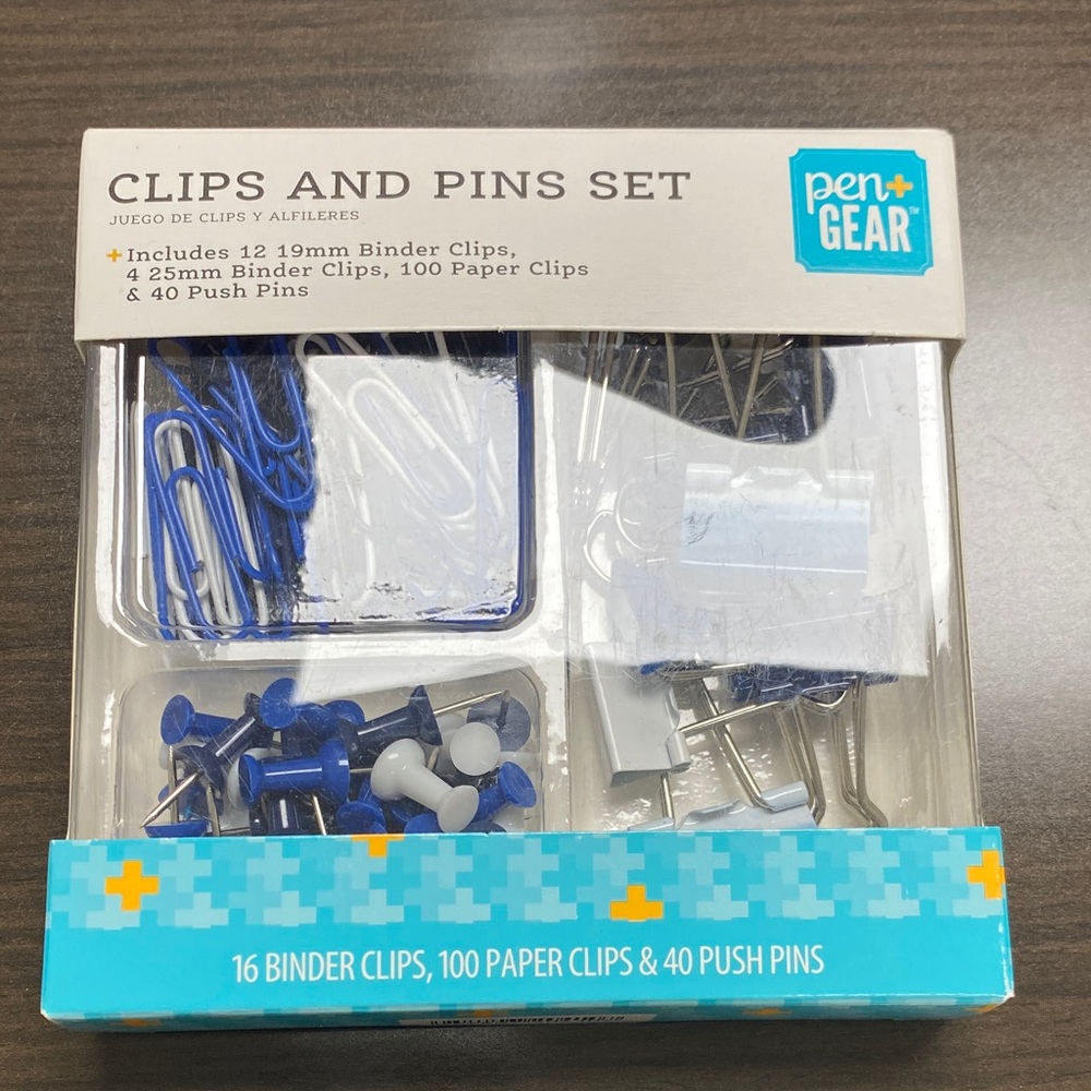 Pen+Gear Blue Clips and Pins Set